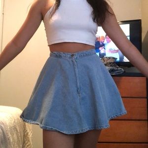 Denim jean buttoned short skater skirt